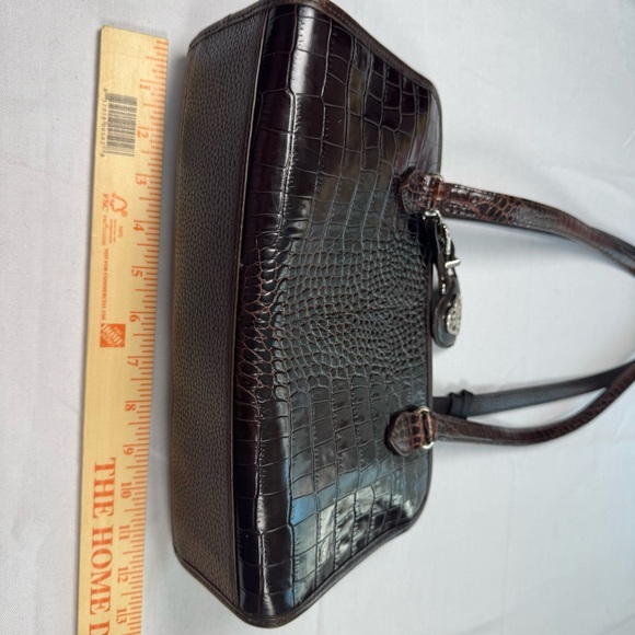 Brighton Pebbled Leather Croco Embossed Shoulder Bag Purse Handbag - Picture 10 of 11